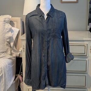 Maurice's Chambray Long relaxed leggings tunic button up S